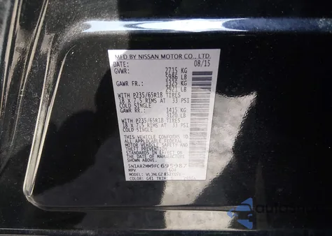 2015 Nissan Pathfinder Sl z USA, uszkodzony, nr VIN 5N1AR2MM9FC695987